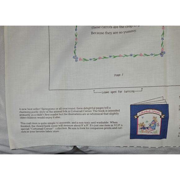 Vintage Cut & Sew Storybook Cottontail Corner Easter Bunny Cranston Uncut Fabric - Picture 8 of 12